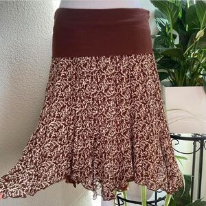 Brown and Cream A-Line flowy reversible Skirt